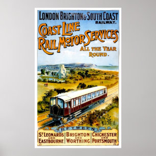 Lonodon, Brighton- und Südküsteneisenbahn, Vintag Poster
