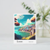 Looe England Art Vintage Reise - Illustration Postkarte (Stehend Vorderseite)