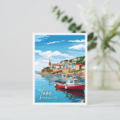 Looe England Vintage Reise Illustration Postkarte (Stehend Vorderseite)