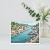 Looe Hafen England Postkarte (Stehend Vorderseite)