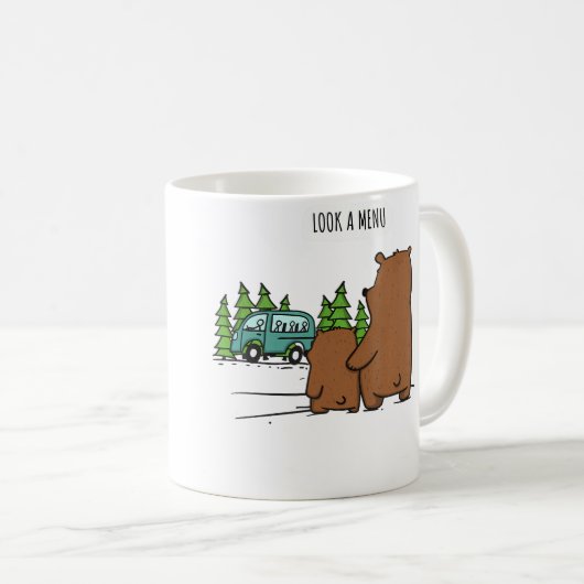 Look A Menu Funny Bear Camping Kaffeetasse (VorderseiteRechts)