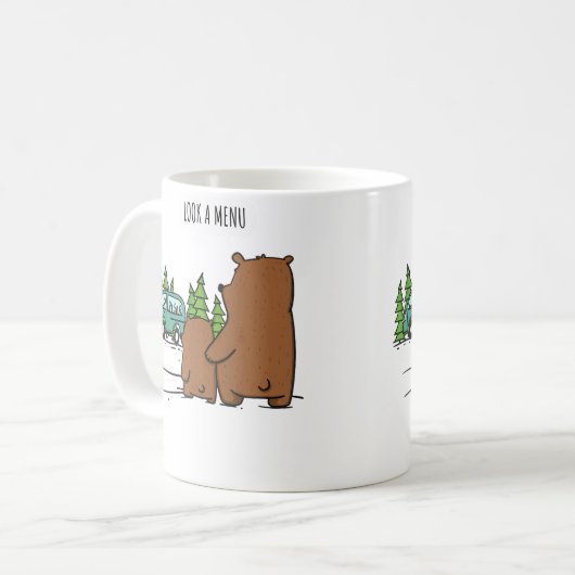 Look A Menu Funny Bear Camping Kaffeetasse (Vorderseite Links)