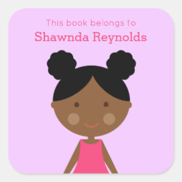 Look-Alike Black Girl Buchzeichen Quadratischer Aufkleber