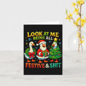 Look At Me Being All Festive Funny Goose Christmas Karte (Gelbe Blume)