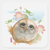 LOOK B4 U LEAP Aquarelluhu Quadratischer Aufkleber (Vorderseite)