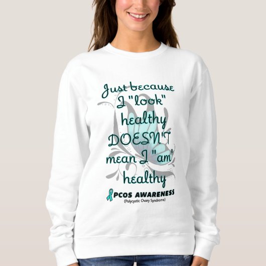 "Look" gesund/Schmetterling...PCOS Sweatshirt (Vorderseite)