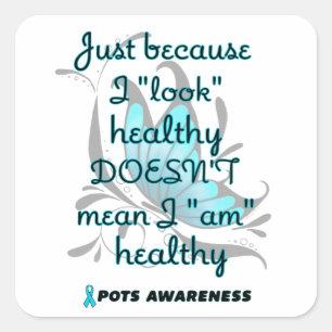 "Look" gesund/Schmetterling...POTS Quadratischer Aufkleber