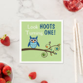 Look Hoots Turning 1 Schüssel Geburtstag Napkins Serviette (Beispiel)