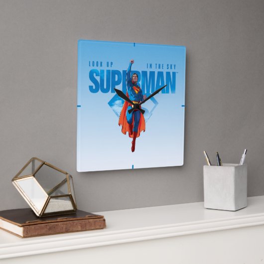 Look Up It's Superman Quadratische Wanduhr (Büro)