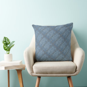 Look von Blauem Denim mit falschen Goldstreifen Kissen