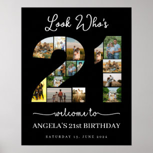 Look wer 21 glücklich 21. Geburtstag Foto Collage Poster