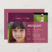 Look wer fünf wird ・ Einladung zum Geburtstag (Vorne/Hinten)