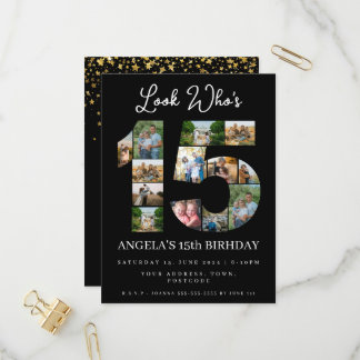 Look wer ist 15 Foto Collage quinceanera laden Einladungspostkarte