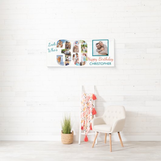 Look Who is 30 Foto Collage 30 th Birthday Party Banner (Insitu)
