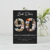 Look Who is 90 Customizable Foto Collage Einladung (Stehend Vorderseite)