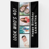 Look Who is any Age 4 Foto Black Birthday Banner (Vertikal)
