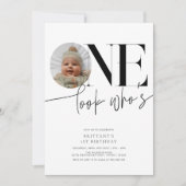 Look Who is One Modern Simple Foto 1. Geburtstag Einladung (Vorderseite)
