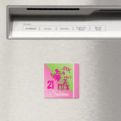 Look Who’s 21 Wird 00th Birthday - Pink and Green Magnet (In Situ (Geschirrspüler))