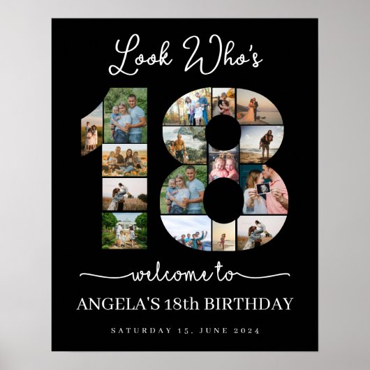 Look Who's 18 Customizable Foto Collage - Schild (Vorne)