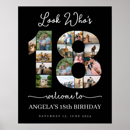 Look Who's 18 Customizable Foto Collage - Schild (Vorne)