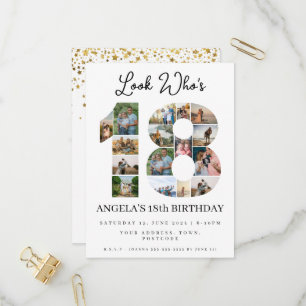 Look Who's 18 Customizable Foto Collage - Schild Einladungspostkarte