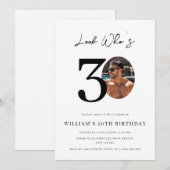 Look Who's 30 Birthday Modern Simple Photo  Einladung (Vorne/Hinten)
