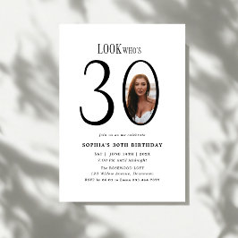 Look Who's 30 Minimal Foto 30. Geburtstag Einladung