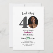 Look who's 40! Birthday Party Photo Einladung (Vorderseite)