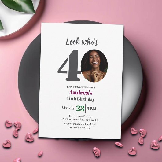 Look who's 40! Birthday Party Photo Einladung