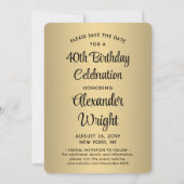 Look Who's 40 Black & Gold 2 Foto Geburtstagsparty Save The Date (Rückseite)