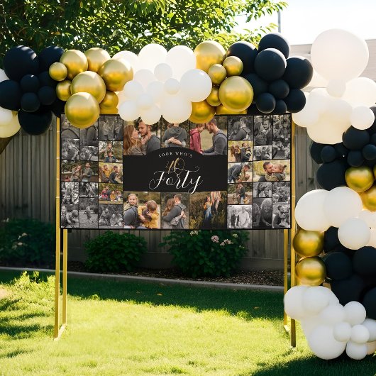Look Who's 40 Happy Birthday Photo Collage Party Banner