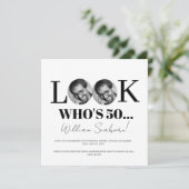 Look Who's 50, 50. Einladung mit Foto Brauch (Stehend Vorderseite)