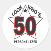 Look Who's 50 | 50th Birthday Runder Aufkleber (Vorderseite)