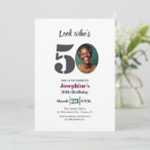 Look who's 50! Birthday Party Photo Einladung (Stehend Vorderseite)
