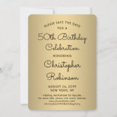Look Who's 50 Black & Gold Geburtstagsparty 2 Foto Save The Date (Rückseite)