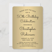 Look Who's 50 Black & Gold Geburtstagsparty 2 Foto Save The Date (Rückseite)
