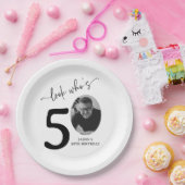 Look Who's 50! Modern Photo 50th Birthday Pappteller (Party)