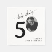 Look Who's 50! Modern Photo 50th Birthday Serviette (Vorderseite)