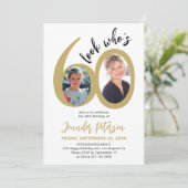 Look who's 60 elegant 2 photo 60th birthday party einladung (Stehend Vorderseite)