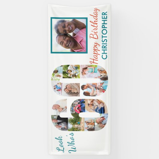 Look Who's 60 Foto Collage 60 th Birthday Party Banner (Vertikal)