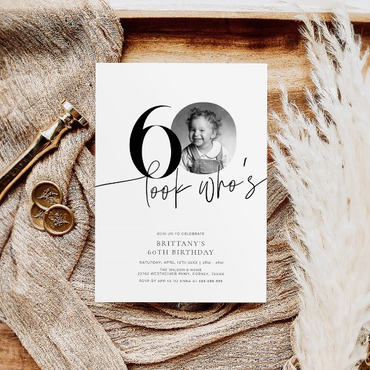 Look Who's 60 Funny Photo Simple 60th Birthday Einladung