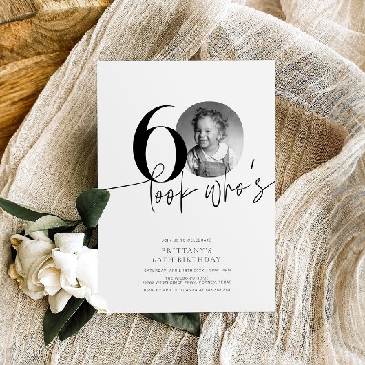 Look Who's 60 Funny Photo Simple 60th Birthday Einladung