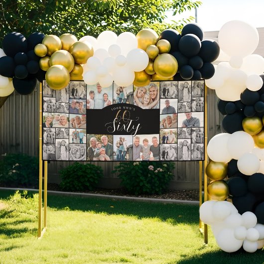 Look Who's 60 Happy Birthday Photo Collage Party Banner