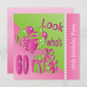 Look Who's 60 in Pink - 60. Geburtstag Einladung (Vorne/Hinten)
