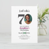 Look who's 70! Birthday Party Photo Einladung (Stehend Vorderseite)