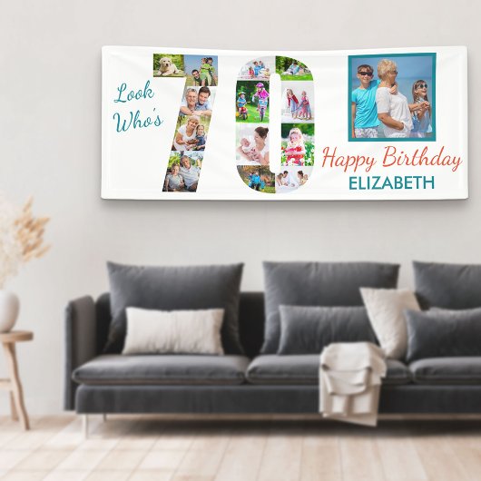 Look Who's 70 Foto Collage 70 th Birthday Party Banner