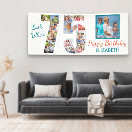 Look Who's 75 Foto Collage 75 th Birthday Party Banner