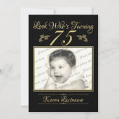 Look Who's 75 Foto Gold Black Einladung (Vorderseite)
