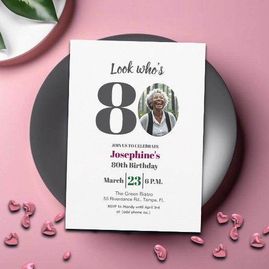 Look who's 80! Birthday Party Photo Einladung