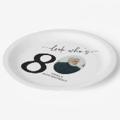 Look Who's 80! Modern Photo 80th Birthday Pappteller (Schrägansicht)